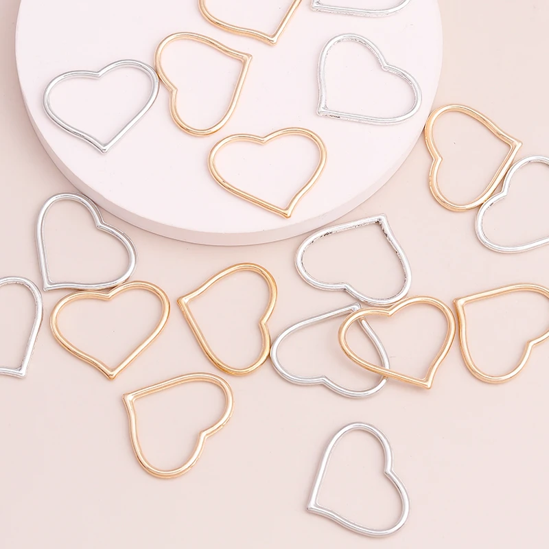 

20pcs Gold Silver Color Alloy Hollow Love Heart Charms Pendans Connectors for DIY Bracelet Necklace Jewelry Making Accessories