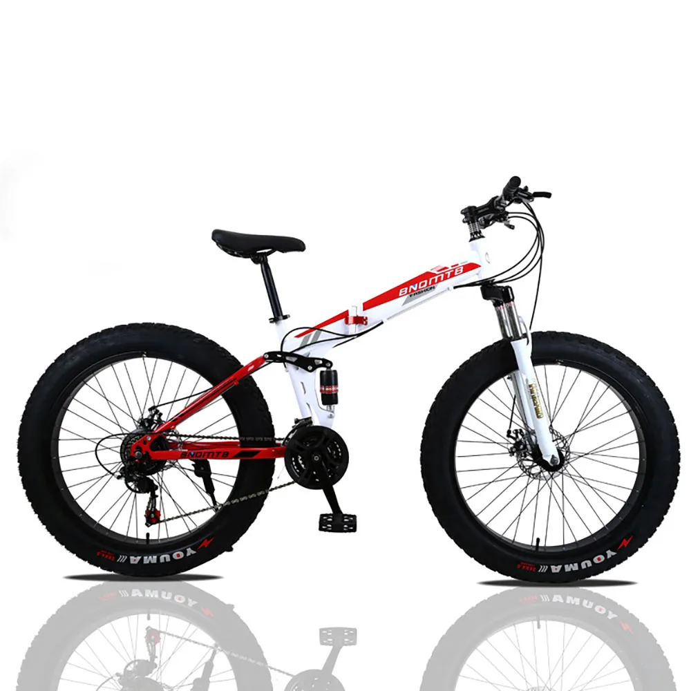 

26/24 Inch 24 Speed Folding Snow Mountain Bike, High Carbon Steel Shock Absorption Disc Brake, Widened Tires, Gift Bicycle