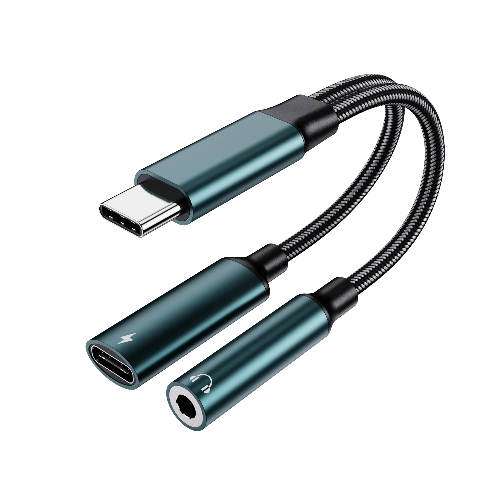 

2 в 1 цифровой аудио адаптер с USB C на 3,5 мм HType-C, два в одном 3,5 наушники, прослушивание песен, зарядный кабель PD60W для быстрой зарядки