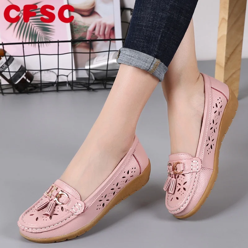 

Women Flats Summer Women Genuine Leather Shoes With Low Heels Slip On Casual Flat Shoes Women Loafers Soft Nurse Ballerina Shoes