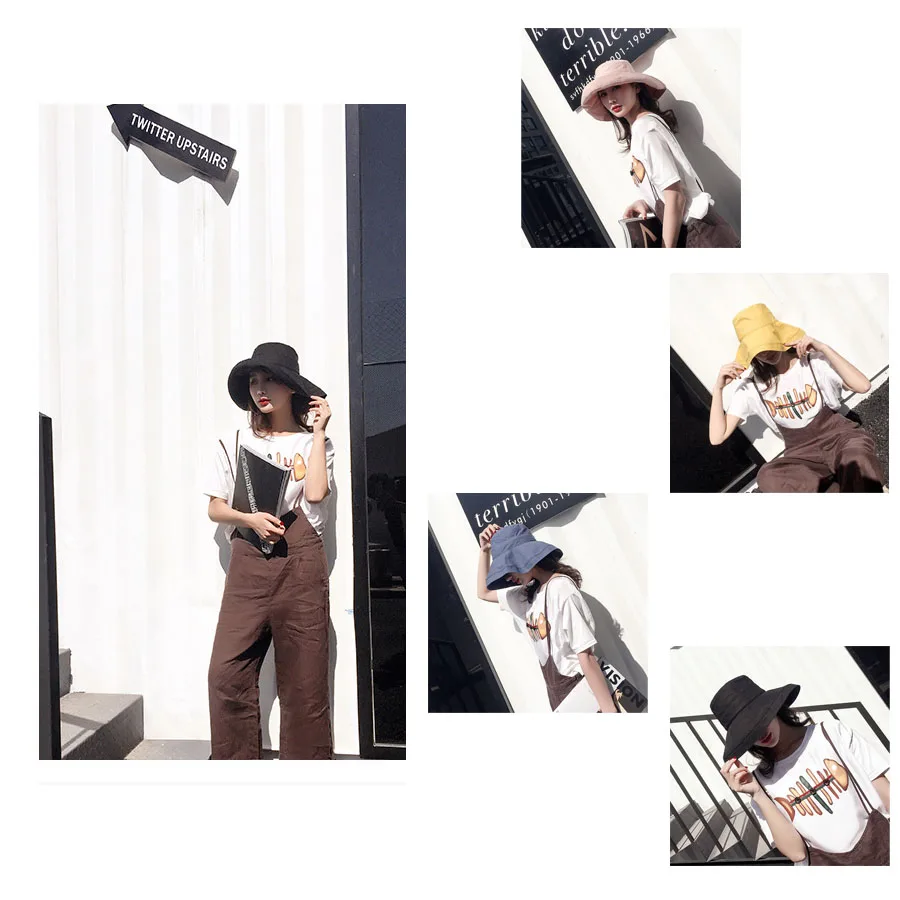 Sun Visor Hat Girl Fisherman's Hat Beach Outdoor Hat Female Sunscreen Sun Hat Tour Big Brim Hat Sun Hat Female Free Shipping