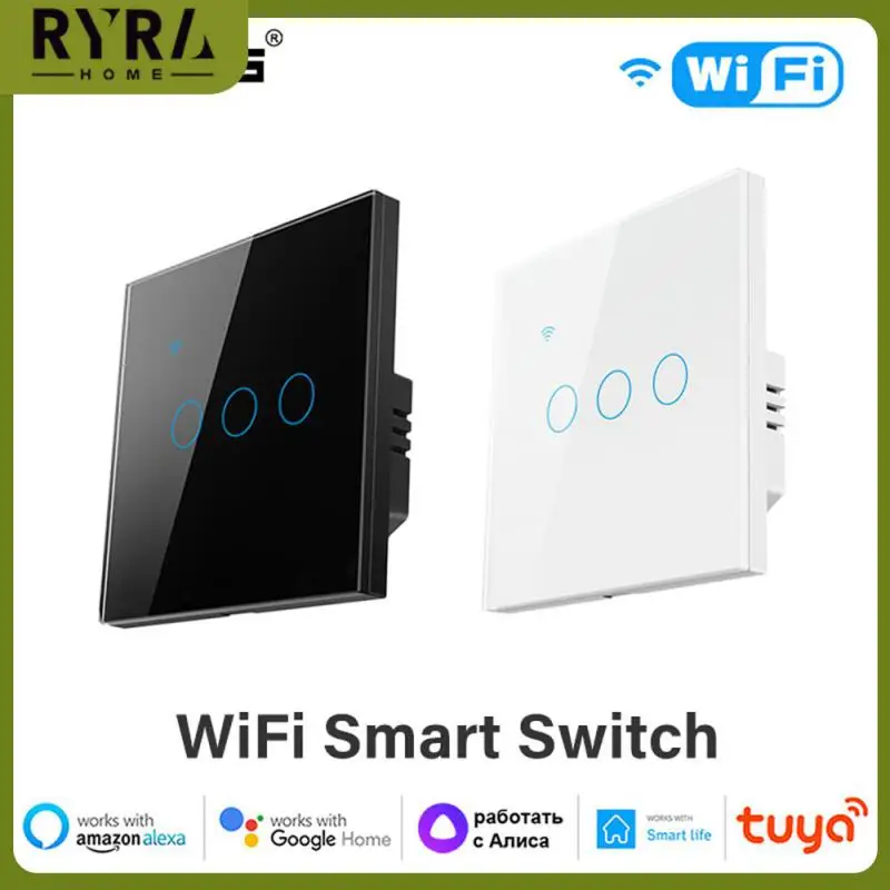 

Wifi Smart Touch Switch Wireless Remote Control 1/2/3/4gang Neutral Wire Switch Smart Life App Voice Control Light Wall Switch