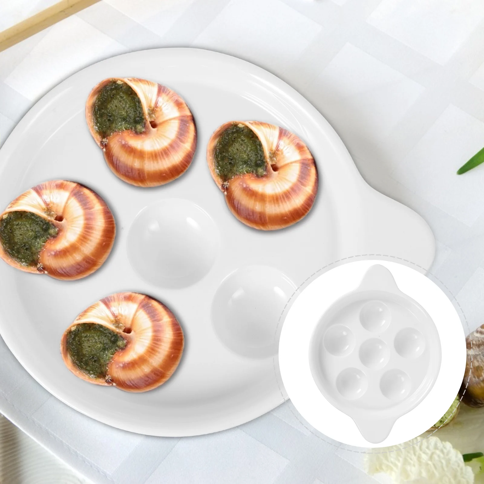 

Escargot Dish Plate Snail Ceramic Baking Serving Plates Tray Pan Seafood Holes Cooking Dishes Oyster Appetizer Porcelain