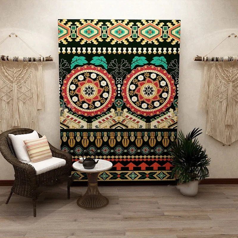

Ethnic Tibetan Totem Living Room Retro Carpet Bohemian Turkish Style Bedroom Bedside Blanket Dining Table Floor Mat Tapestry