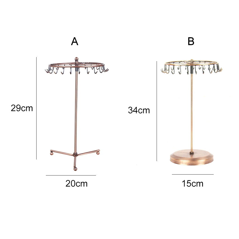Dangly Earrings Jewelry Display Rack Iron Art Plating Metal Holder Earing Necklace Stoage Rack Round Base Table Detachable