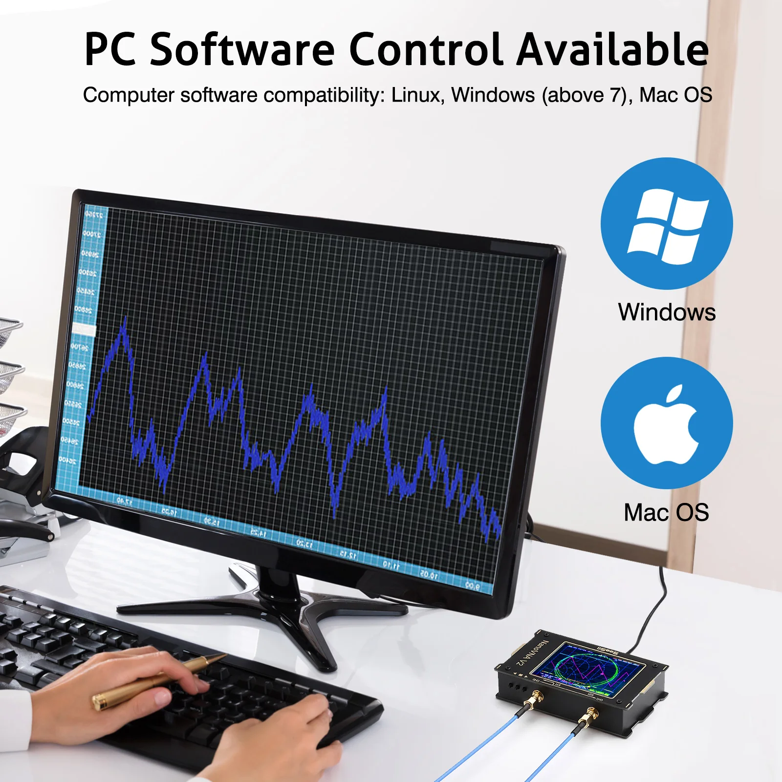 Векторный анализатор SeeSii Nanovna SAA-V2 10 кГц ~ 3 ГГц ВЧ-антенный УВЧ с 2-дюймовым