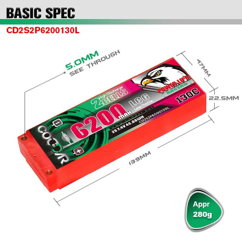 CODDAR 2S 7.4V 6200mAh 130C Lipo XT60