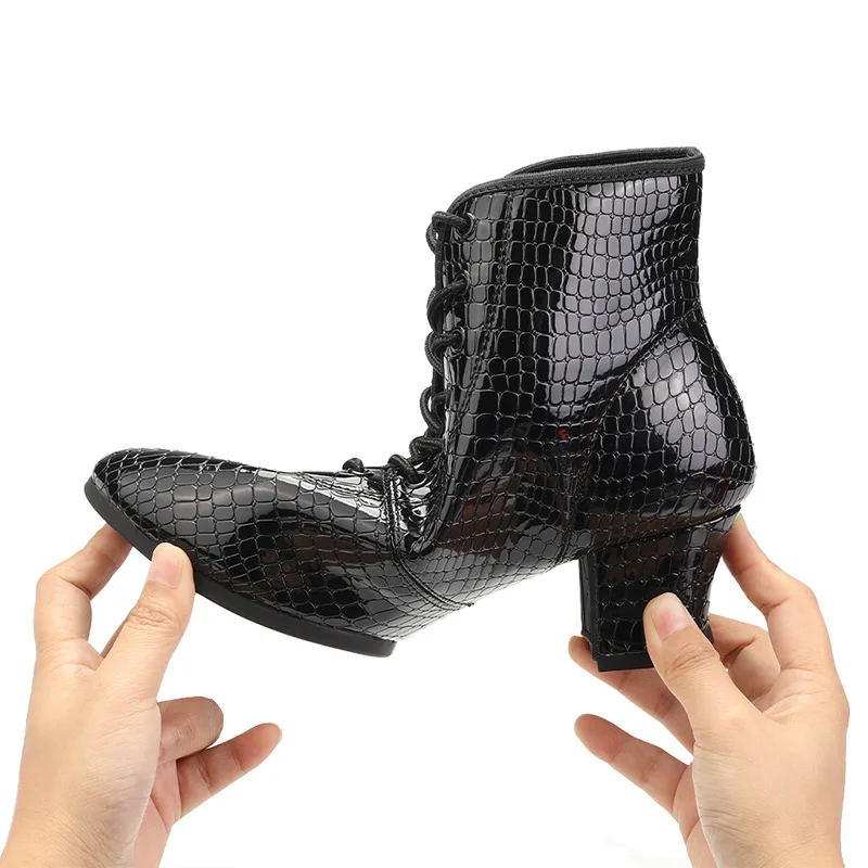 HROYL Dancing Shoes for Women  Latin Ballroom Dance Shoes High Top Stone-Pattern  Practice  Salsa Fitness Performance Dance Shoe