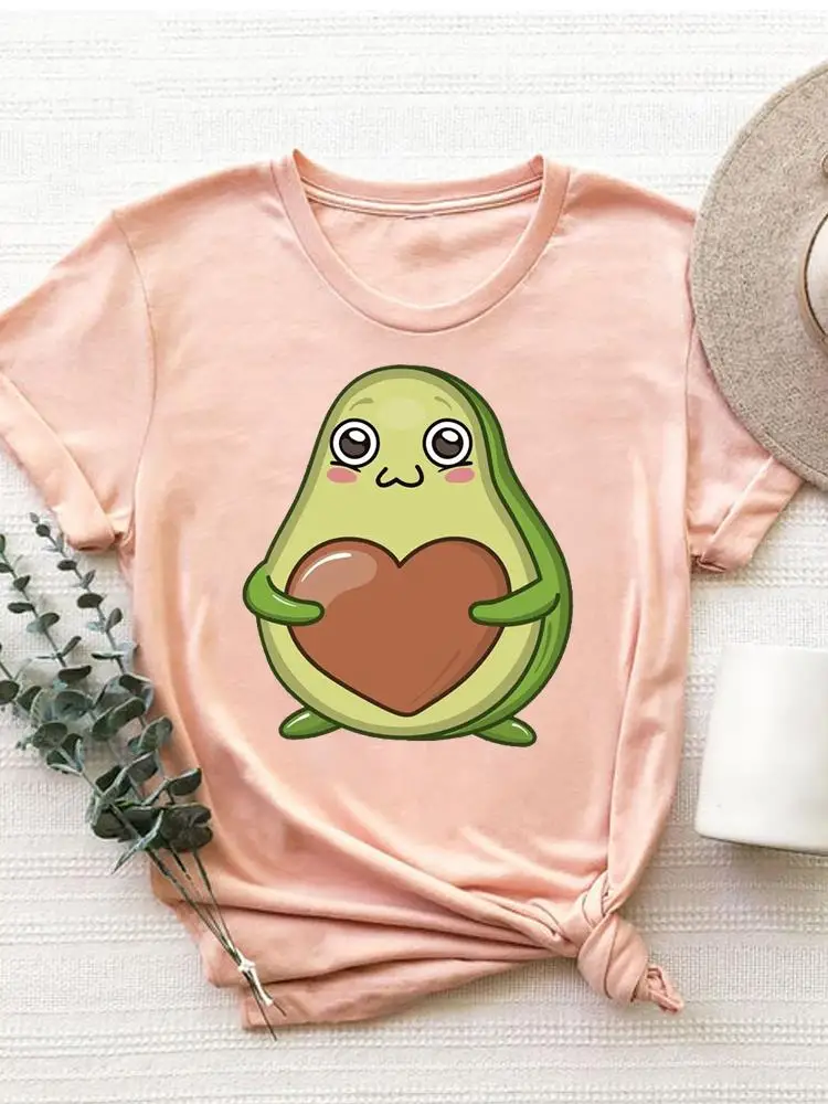 

Футболка женская повседневная с коротким рукавом и принтом авокадо