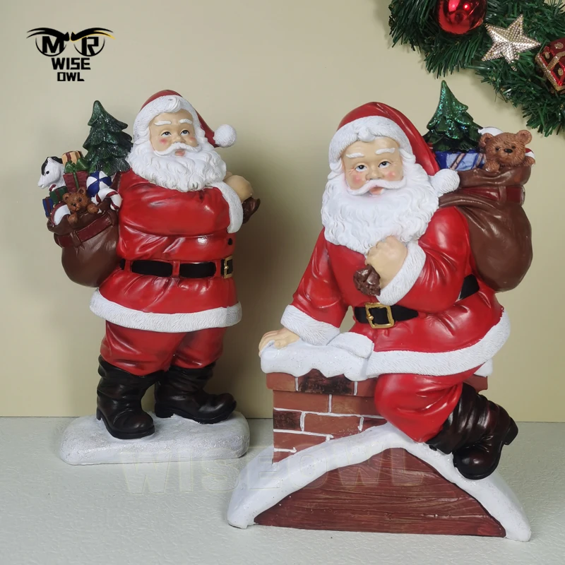 

Статуя Санта Клауса, изысканная полимерная Ремесленная скульптура, модное украшение для домашней комнаты, рождественские украшения, аксес...