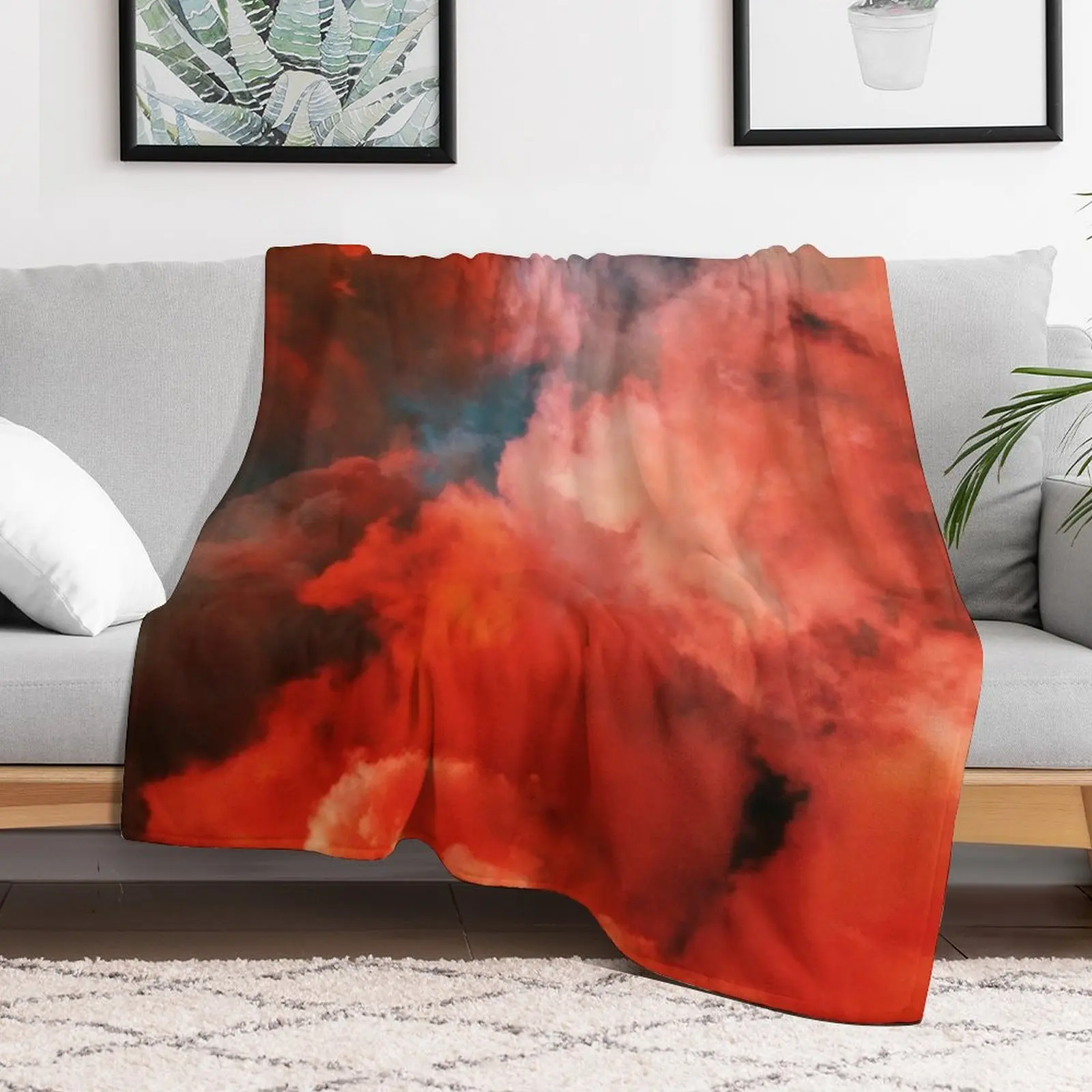 Красное небо ночью-дымчато облачное красное абстрактное одеяло Роскошное