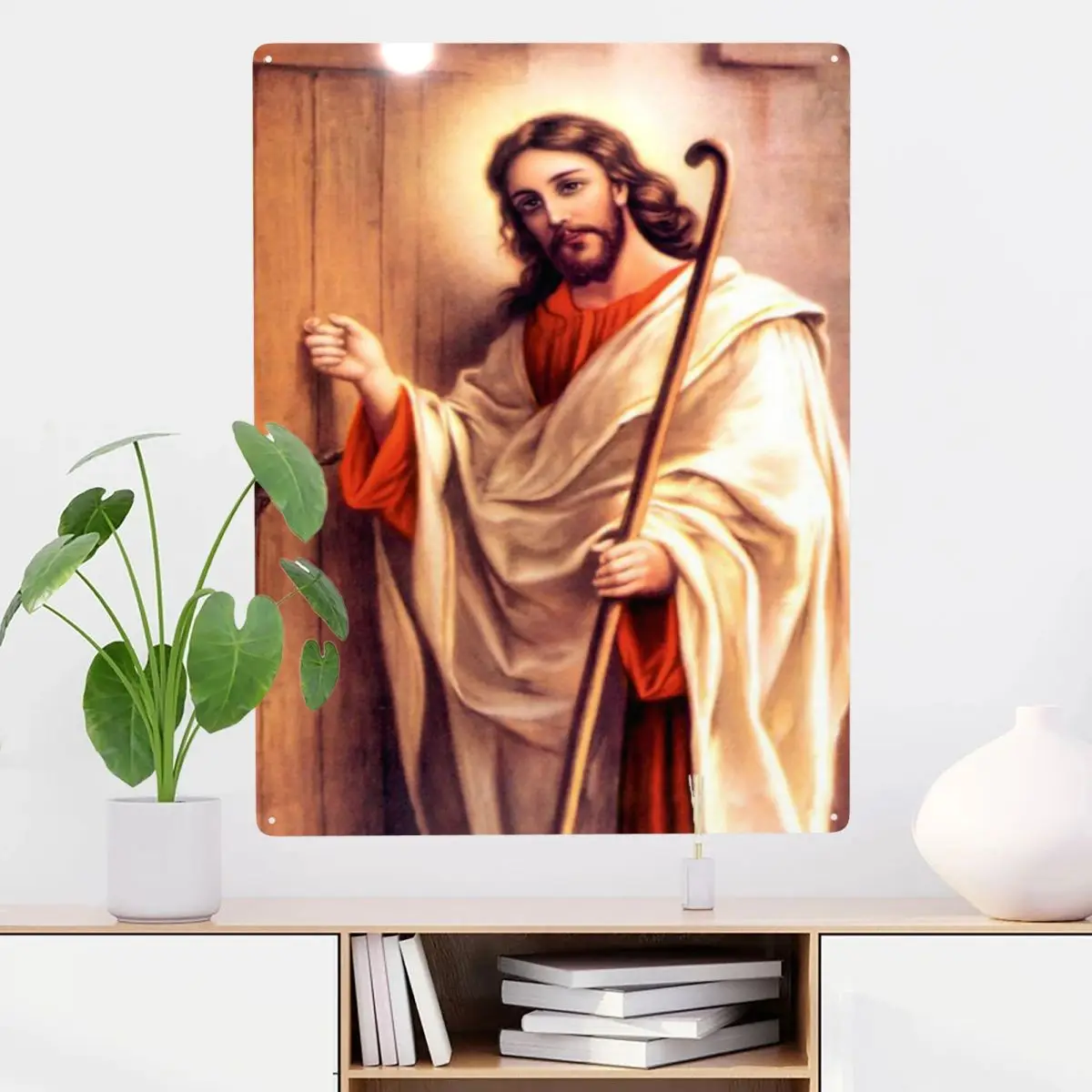 

Jesus At Door Metal Tin Sign Decor Wall Art Easy to install Add Atmosphere Decor Festivals