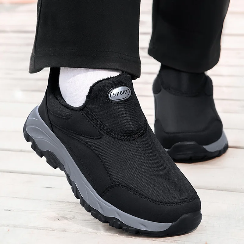 Winter New Plus Velvet Warm Elderly Shoes Unisex Slip-on Walking Shoes Soft Bottom Comfortable Non-slip Outdoor Sports Footwear
