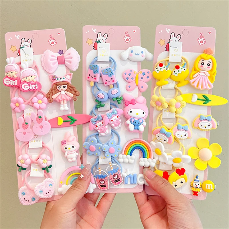 

New Korea Coffee Cartoon Bow Hairpins Set Kids Girls Hair Clips Barrettes Accessories Ornaments for Women Hairclip Headdress