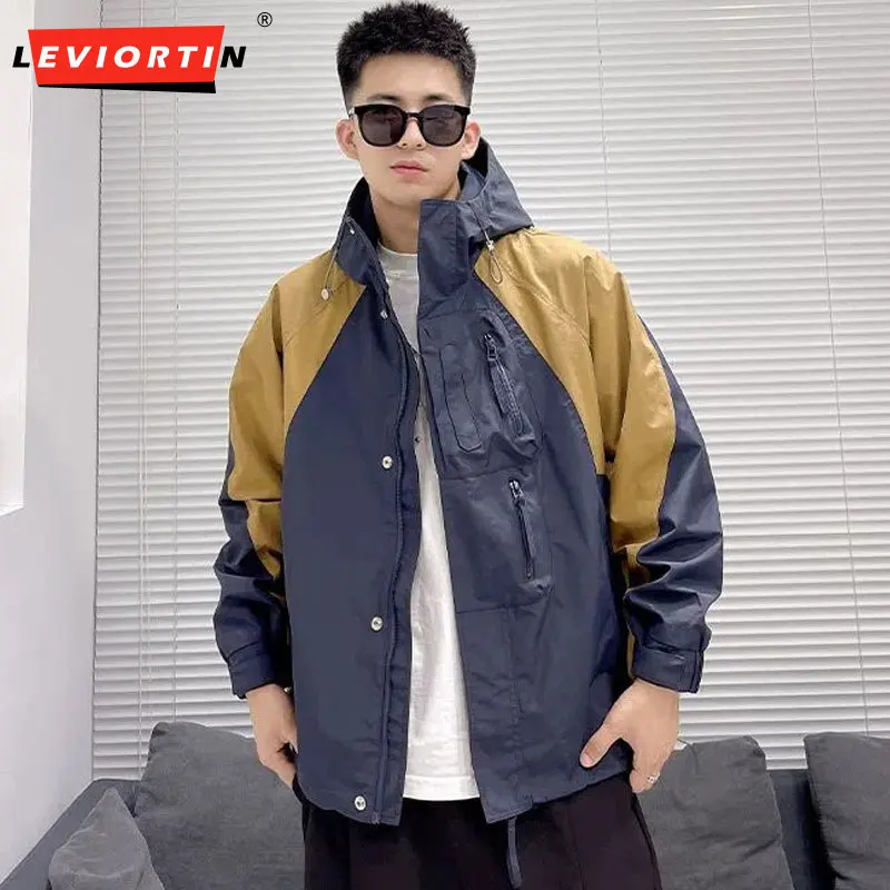 

Winter Men Hooded Stitching Padded Jacket Hip Hop Thicken Warm Windbreakers Functional Outerwear Quilted Jacket Coats For Male