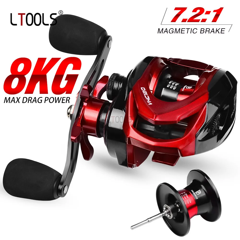 

Baitcast Fishing Reels 7.2:1 Magnetic Brake Fish Wheel Reel 3+1BB Ball Bearings Bait Casting Fishing Reel 8KG Drag VHC120L/R