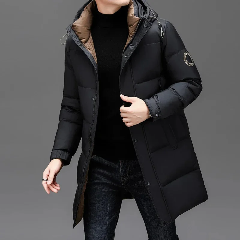Длинный пуховик COZOK с капюшоном Мужская роскошная дизайнерская одежда гусиной