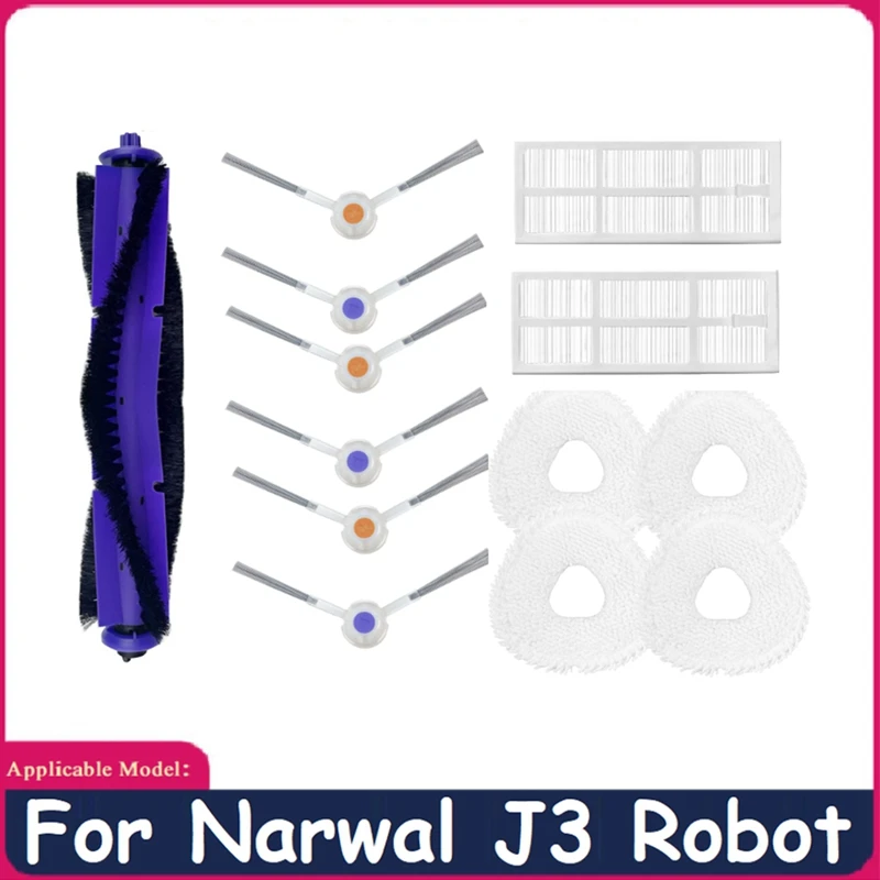

Фильтр НЕРА для пылесоса, основная боковая щетка, насадка на швабру, 13 шт., сменные детали, Бытовые аксессуары для уборки для робота NARWAL J3