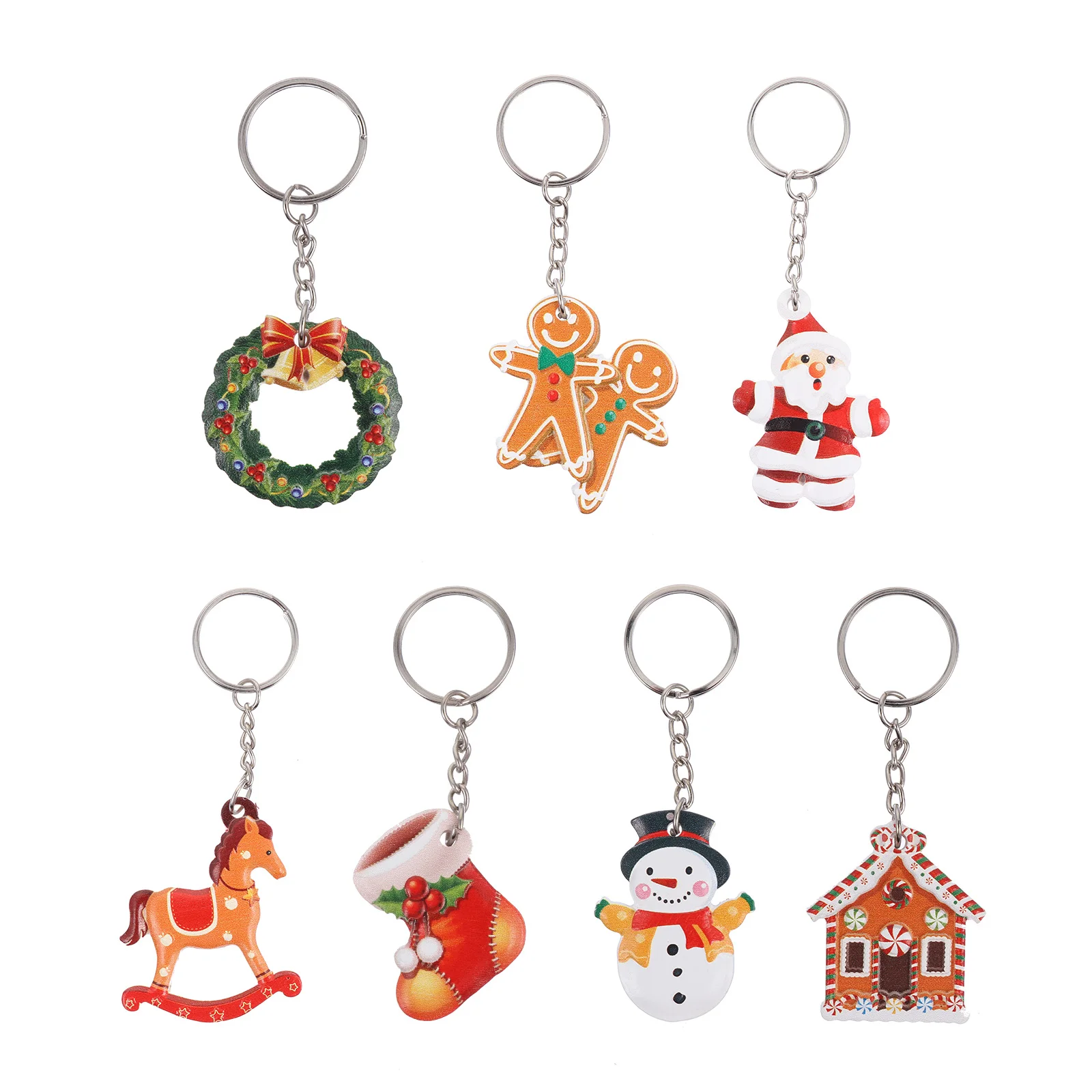 

7pcs Xmas Key Holder Unique Key Rings Keychains Key Decoration Pendant