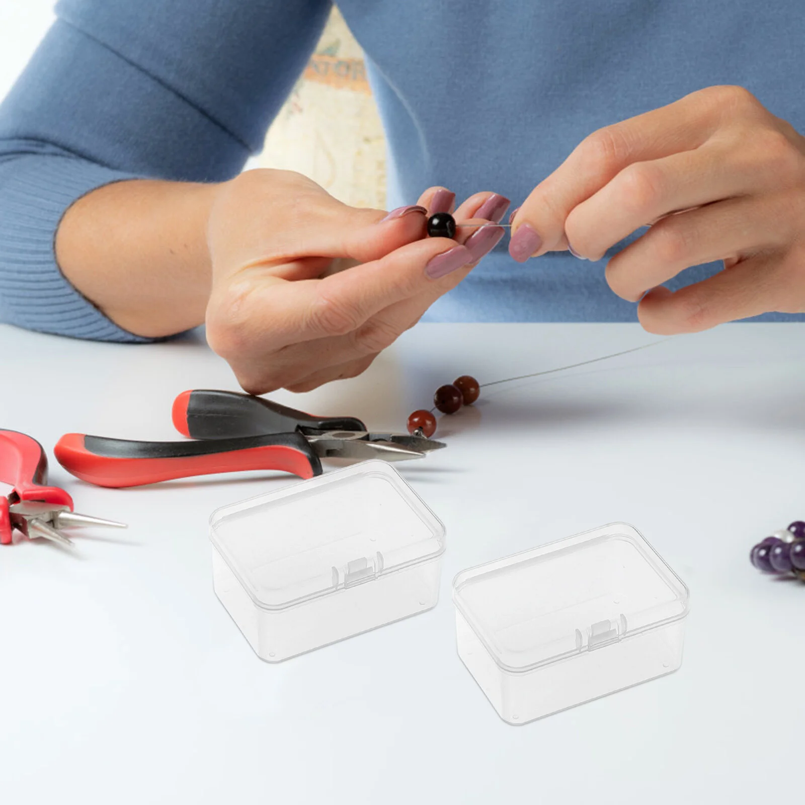 1 Set of Mini Jewelry Storage Box Organizing Bin Small Ear Backs Storage Organizer