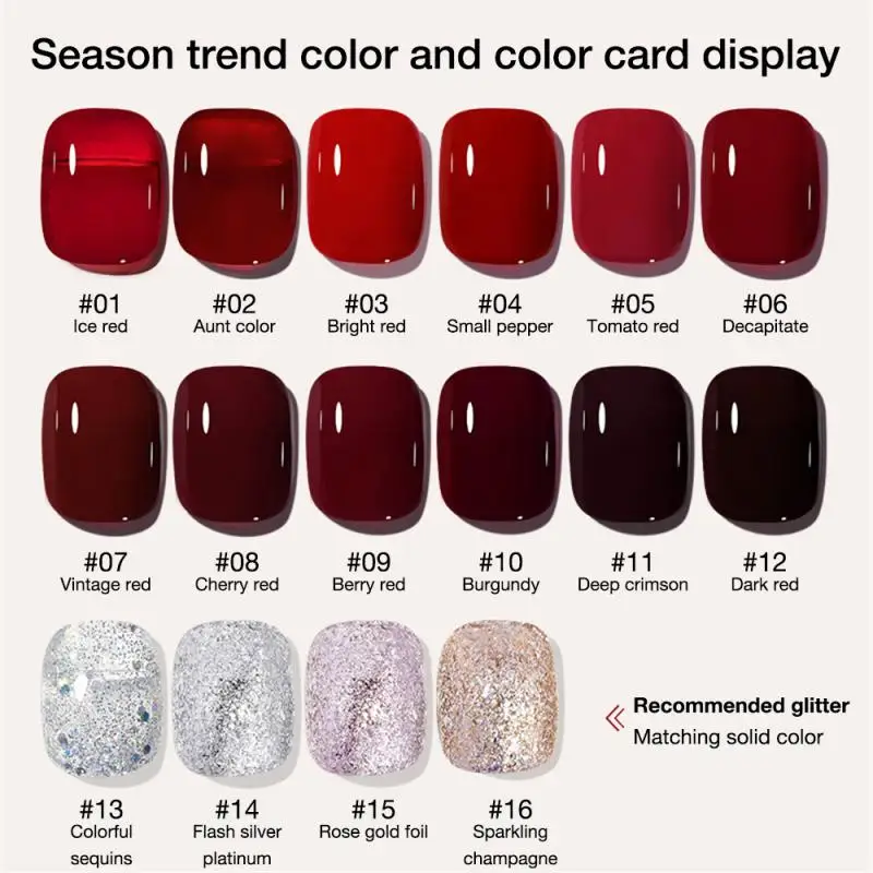 

Nail Gel 16 Colors Glitter Red Series Semi Permanent Varnish Soak Off Uv Gel Nail Art Gel Lacquer Nail Polish Gel Nail Polish