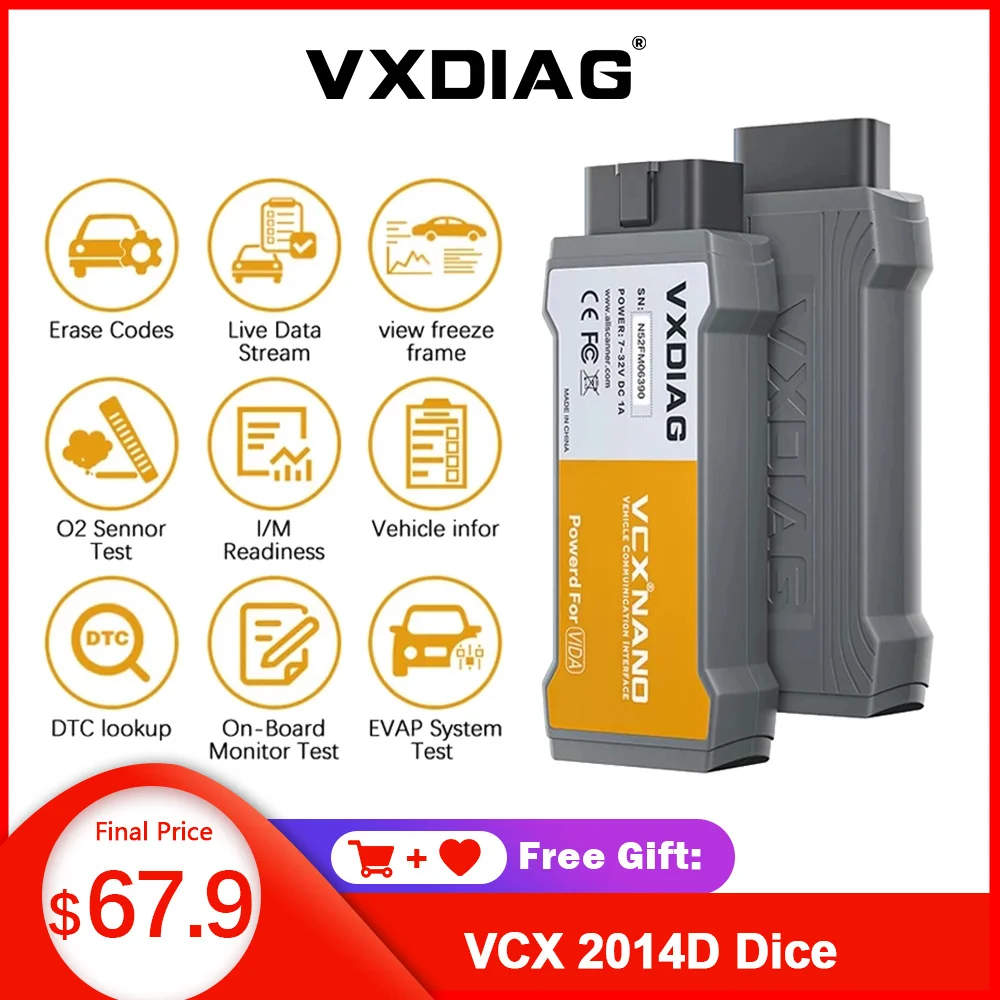 

VXDIAG VCX NANO VVDIAG For Volvo 2014D Dice Car Diagnostic Tools J2534 ECU Programming Coding All System Diagnosis Scanner