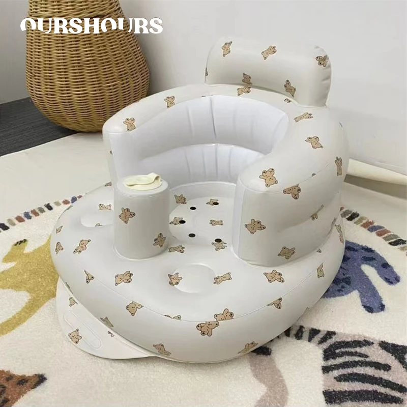 

Infant Inflatable Sofa Children Blow up Chair Baby Puff Portable Bath Tools PVC Multifunctional Bathroom Sofa Eating Dinner Seat
