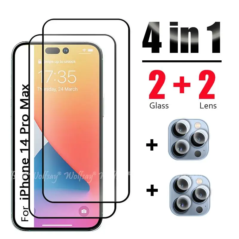 

For iPhone 14 Pro Max Glass Screen Protector For iPhone 13 Pro Max 11 12 Tempered Glass Camera Lens Film For iPhone 14 Pro Glass
