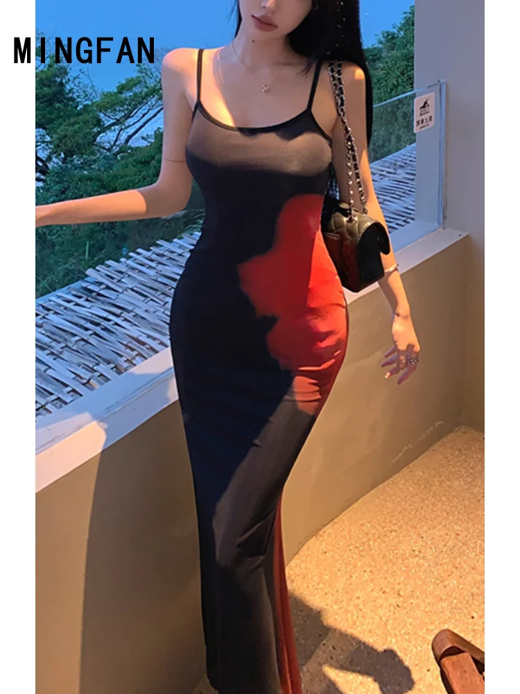 Новинка лета 2024 женская одежда платье на бретельках с ретро-принтом сексуальное