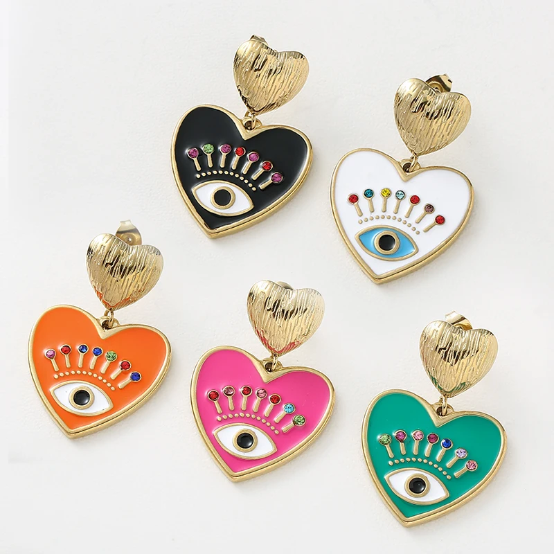 Женские серьги-гвоздики из нержавеющей стали в форме сердца