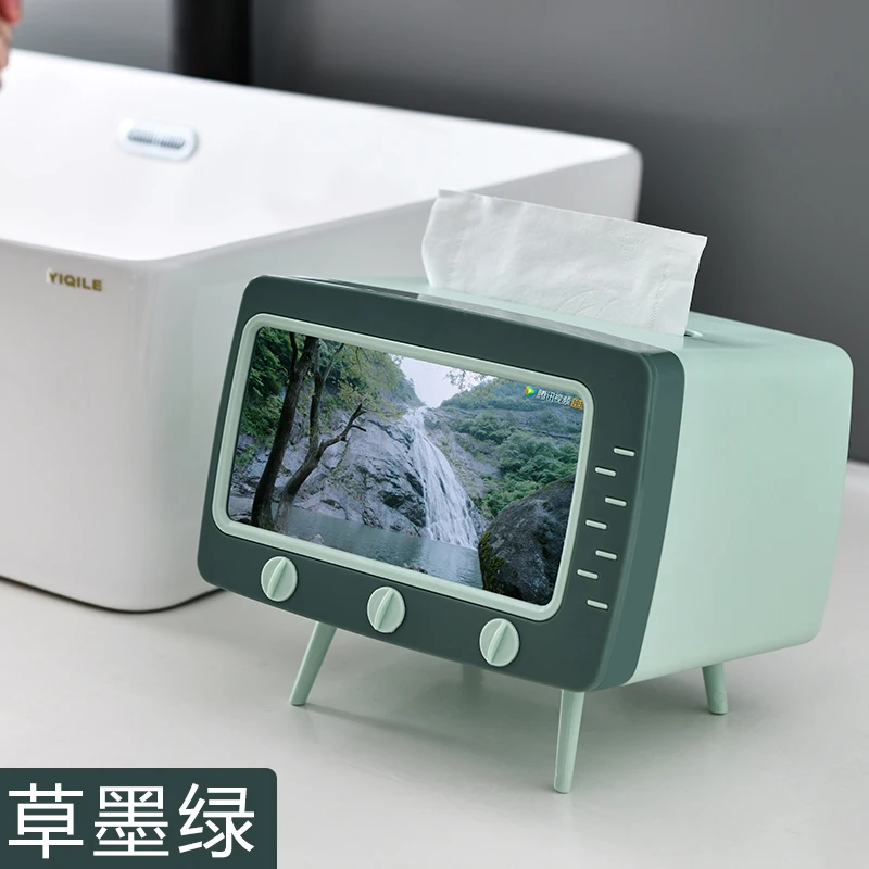 

Kawaii Storage Tissue Box Holder Home Decoraction Mini TV Model Ornaments Tissue Paper Desk Organizer Napkin Holder for Table