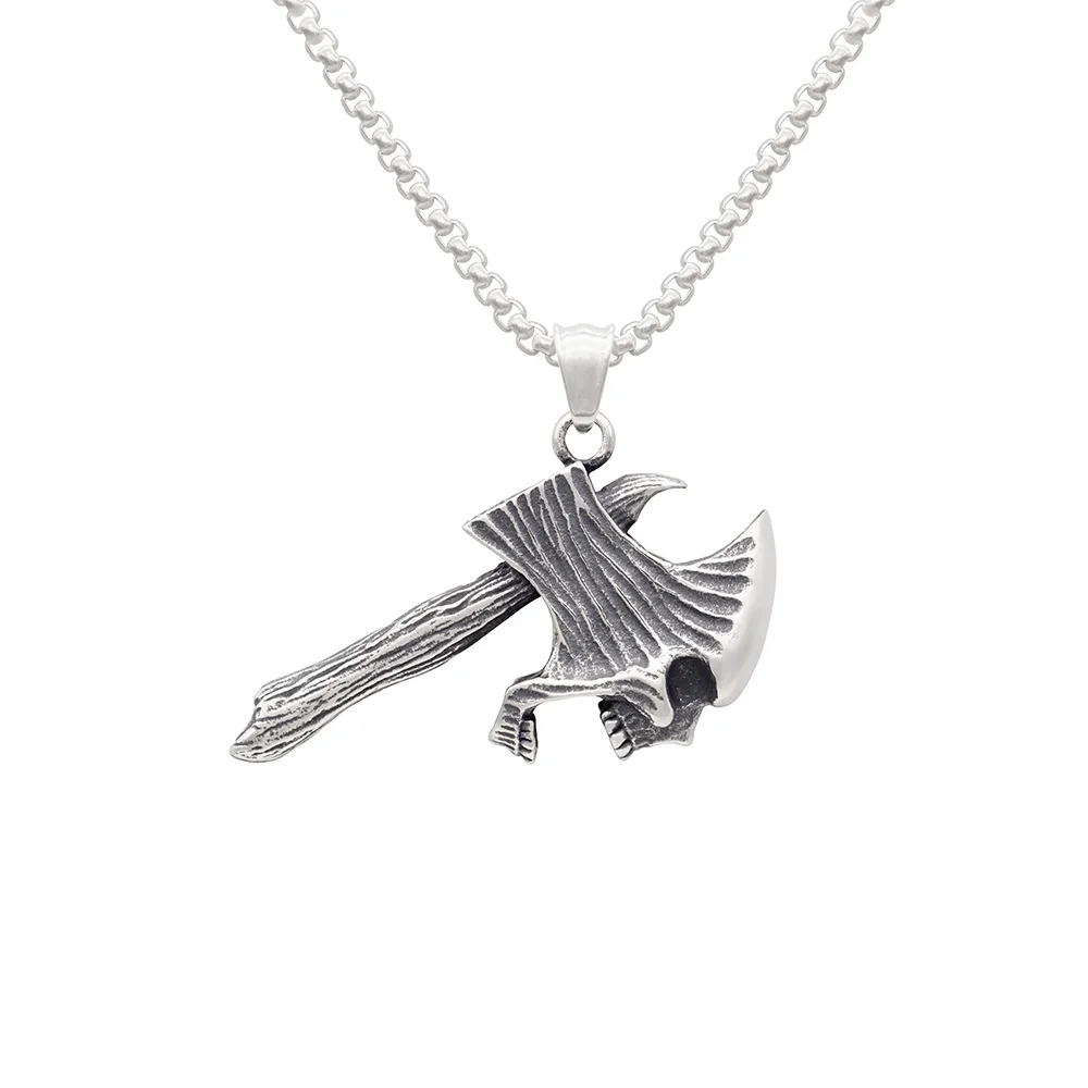 Punk Ghostface Axe Man Necklace Stainless Steel Street Style Hot Sale Trendsetter Accessories Creative Boyfriend Gift