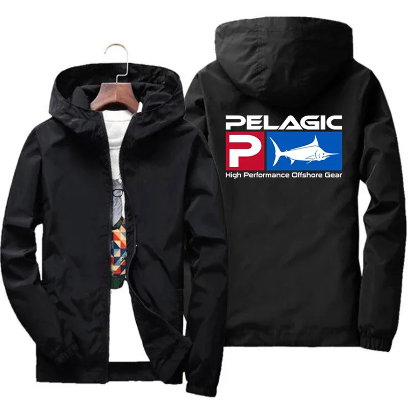 

Men Women Pelagic Fisher Offshore Windbreaker Jacket Hooded Casual Jackets Coat Thin Zipper Oversized Coat Pilot Slim Clothing