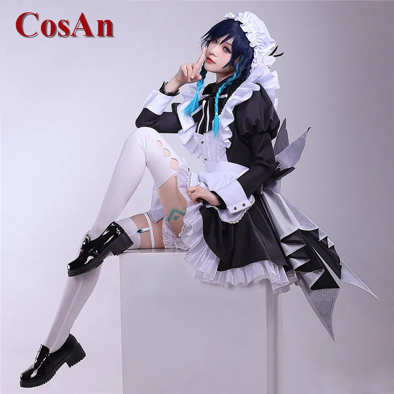 

CosAn Game Genshin Impact Xiao/Zhongli/Tartaglia/Venti Cosplay Costume Lovely Maid Dress Activity Party Role Play Clothing