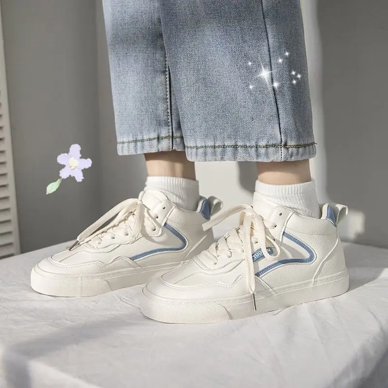 

Women's Platform Casual White Sports Shoes 2021 Autumn New Fashion Female Flat Vulcanize Tennis School Student Running Sneakers