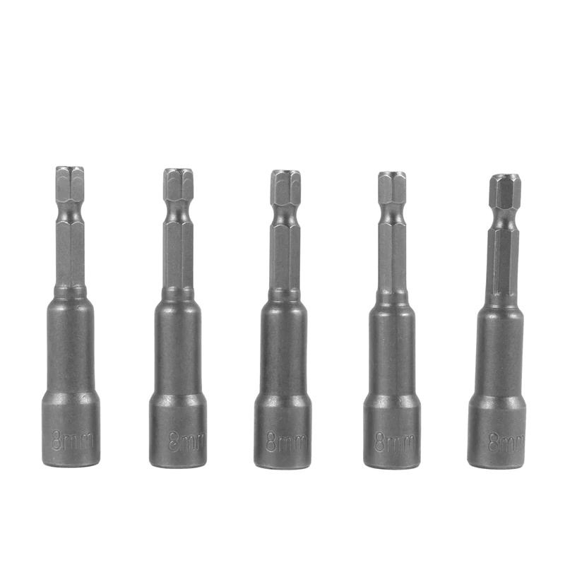 

8 Mm Magnetic Nut Driver Bit/Hex Socket 5Pcs