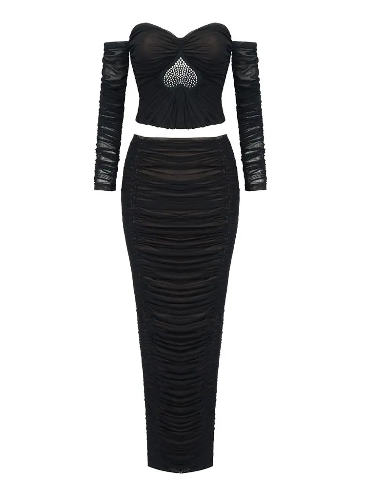 2023 сексуальный женский комплект для выпускного вечера топ с открытыми плечами и