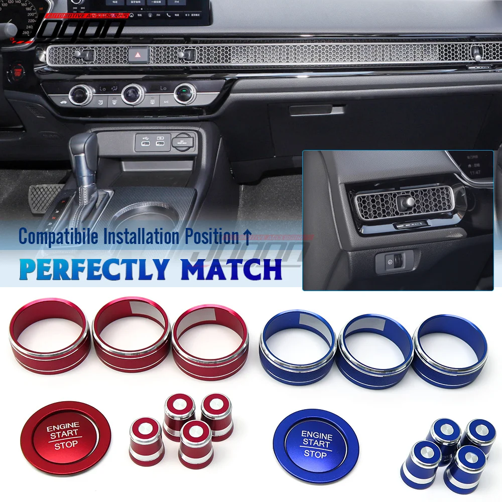 

Car Air Conditioner Switch For Honda Civic FE/FL 11th 2022 Knob Start Stop Engine Button Ring Cover Trim Car Interior Accesories
