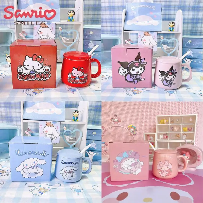 

Kawaii Sanrio Anime Ceramic Cup Hello Kitty Kuromi Cinnamoroll My Melody Cute Cartoon Drink Breakfast Milk Coffee Mug Girl Gift