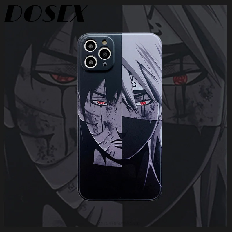

Printed Naruto Kakashi Black Case For Iphone13 11 12 Pro Max Cartoon XR Xs X 7 8 P Cool Soft Protective Covers Silicone For Men