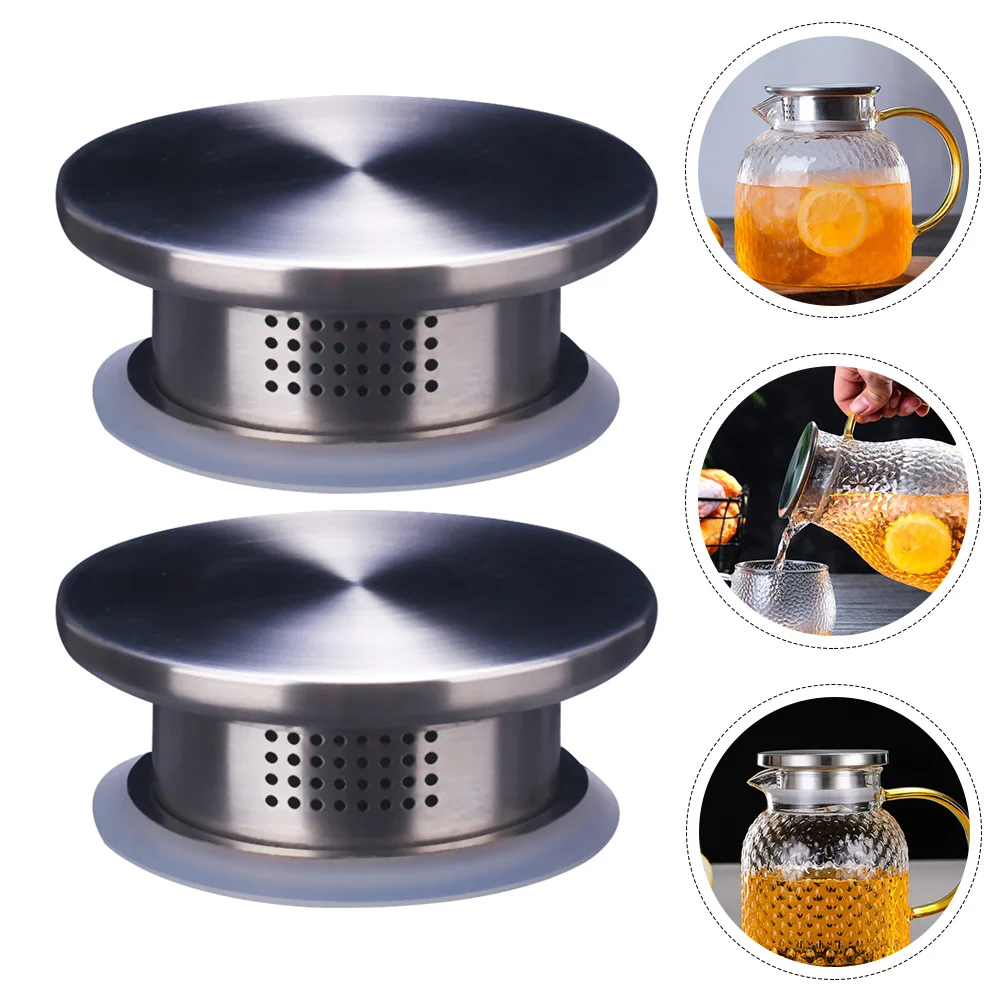 

Lid Water Pitcher Cover Jugreplacement Infuser Glass Pot Steel Stainless Tea Stopper Cold Bottle Kettle Beverage Stoppers Metal