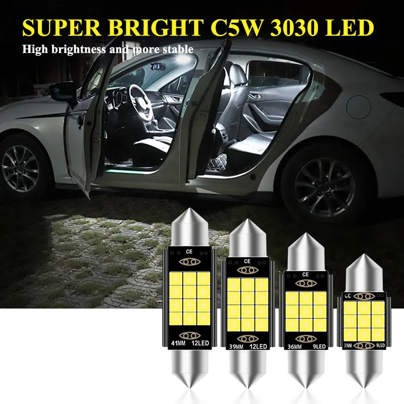 

New Festoon 31mm 36mm 39mm 41mm LED Bulb C5W C10W C3W Super Bright Car Dome Light Canbus Auto Interior Reading Lamps White 12V
