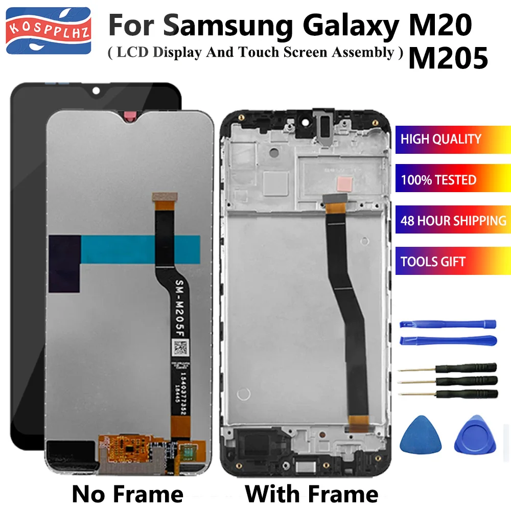 

6.3 Inch For SAMSUNG Galaxy M20 2019 SM-M205 M205F LCD Display Touch Screen Digitizer Assembly Replacement With Frame