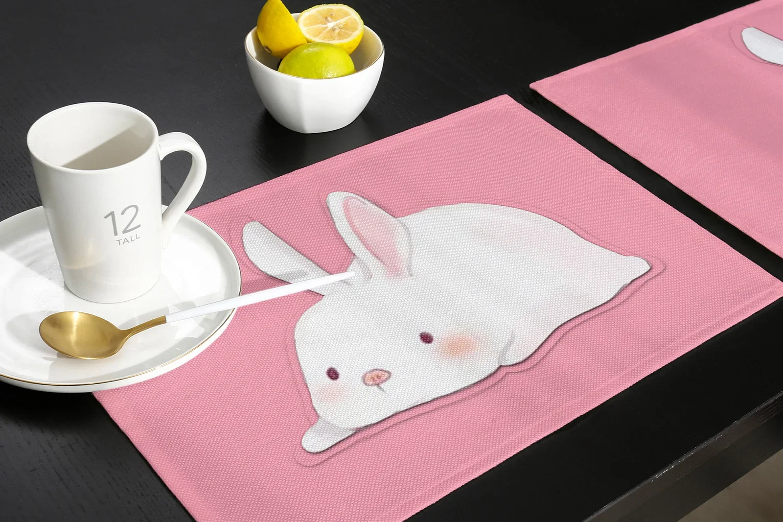 Розовый кролик милый невинный 4 шт. коврики для стола обеденного домашний декор