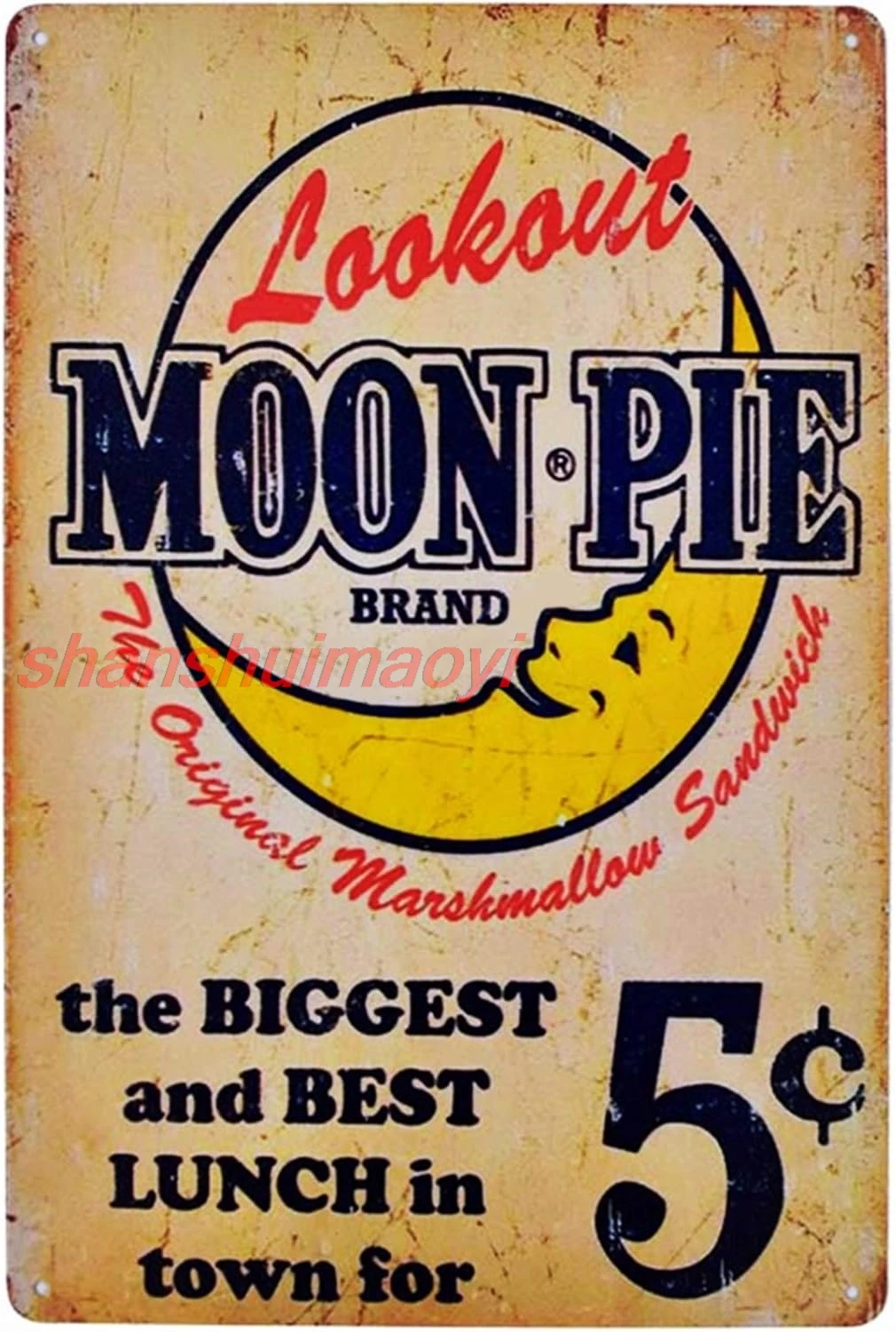 Винтажная жестяная вывеска Flytime Lookout Moon Pie