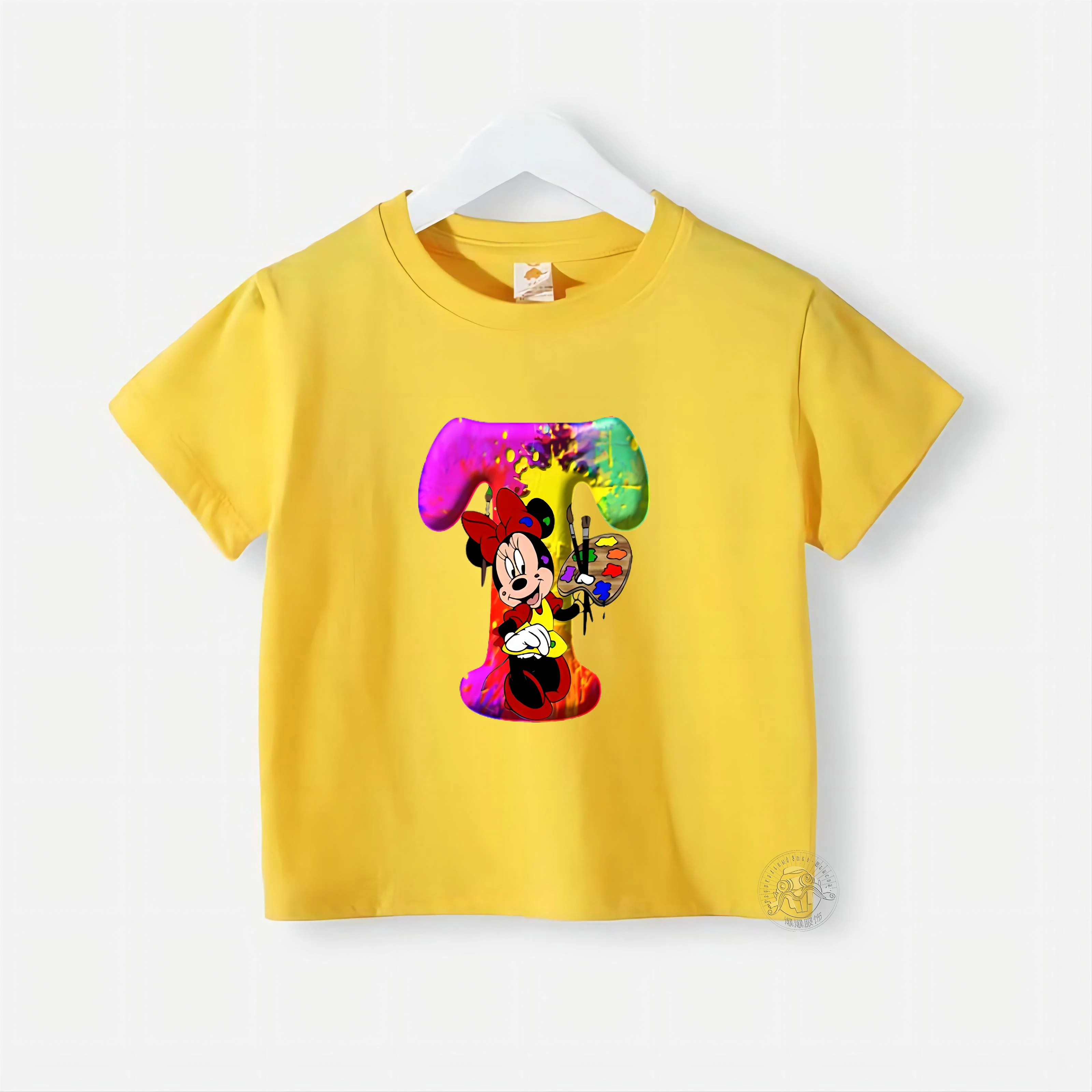 Футболка с коротким рукавом и круглым вырезом для мальчиков девочек из 100% хлопка