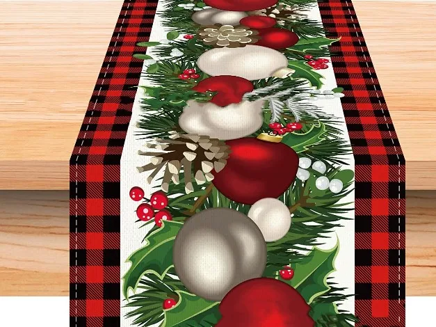 Рождественские льняные дорожки с красным снеговиком зимний декор для