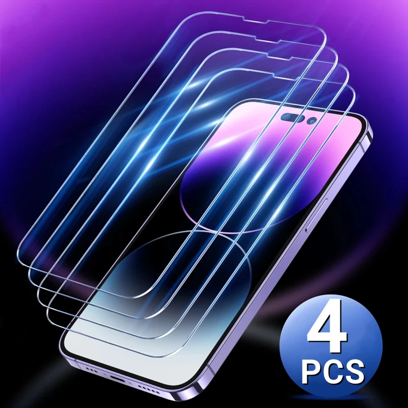 

4 шт. закаленное стекло для IPhone 11 Pro Max 13 12 Mini 14 8 7 Plus XS MAX полное покрытие Защита экрана для IPhone 6S X XR пленка