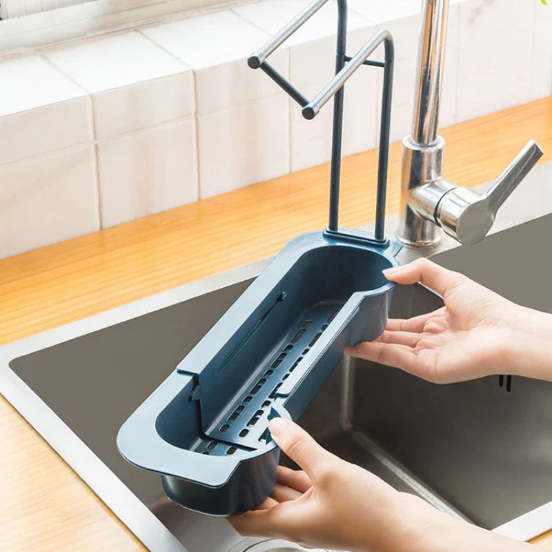 

Sink Drain Rack Storage Basket Kitchen Telescopic Sink Shelf Kitchen Accessories Tool Sinks Organizer Soap Sponge Holder