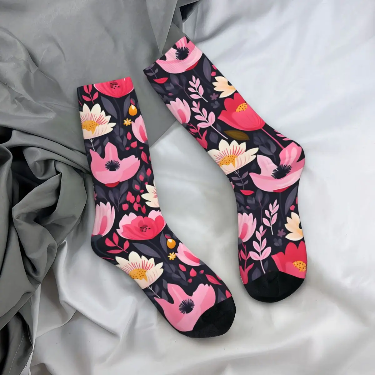 Цветные цветы пионы орхидеи Маргаритка тюльпан и другие носки для мужчин